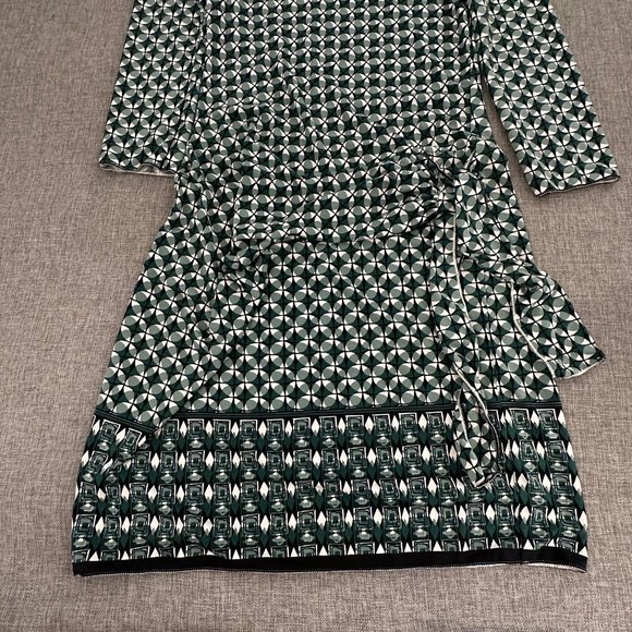 Max Studio Dress Wrap Side‎ Tye Small Stretch Green White Geometric Print - Picture 5 of 13
